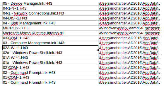 Liste des fichiers collectés avec DFIR-Orc