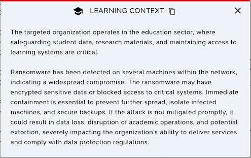 Example of scenario notes